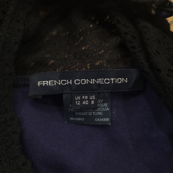 French Connection Alicia Lace Inset Blue and Black Dress Size 8 - Picture 6 of 9